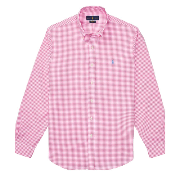VTG Ralph Lauren Classic Fit Shirt Pink Gingham Check Cotton Pony Logo Mens LRG - Picture 2 of 10